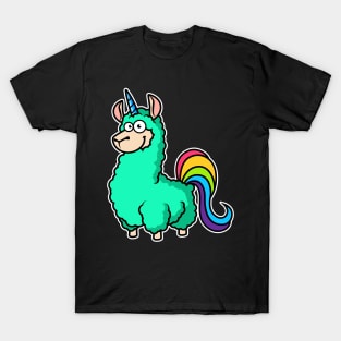 Llamacorn Cute Gift Rainbow Unicorn Llama print T-Shirt